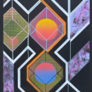 16 x 12 spray, acrylic, pens, on wood