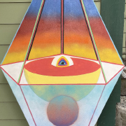 4.5 ft x 28” acrylic, pens, spray on canvas