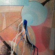 15 x 16 spray, acrylic, pens on wood